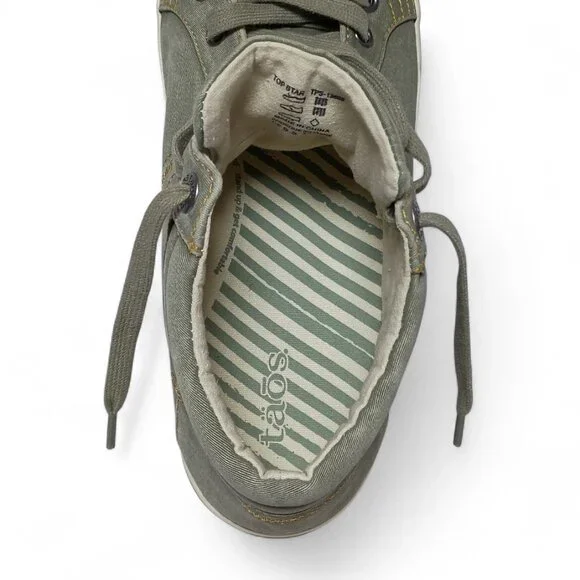 Taos Top Star Sneakers Washed Olive Green Sage Women’s Size 9.5 Distressed Style - Picture 6 of 9